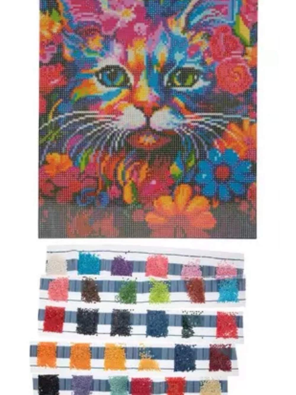 Hobby Lobby Vibrant Multicolor Floral Cat Mosaic